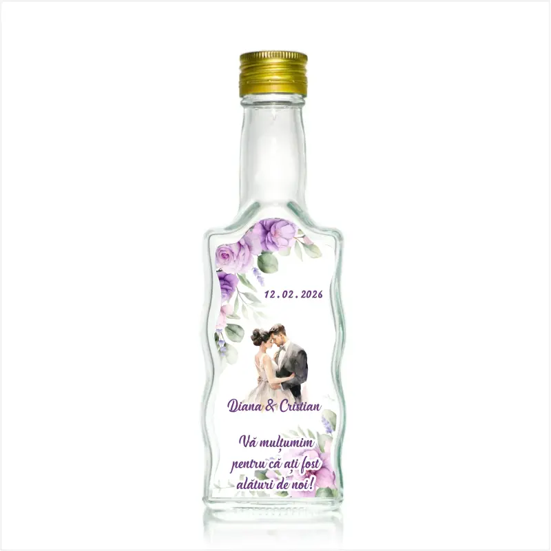Sticla decorata nunta, 500 ml, model stof 5 001